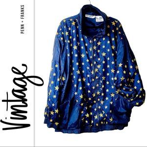 Wear 2B Seen Vintage Jacket Blue with Gold Stars Size 2X